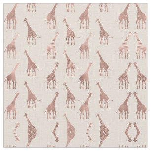 Girly Modern Roos Goud Blush Roze Giraffes Stof