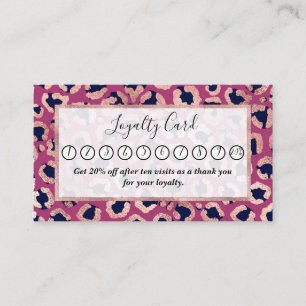 Girly Modern Roos Goud Navy Paarse Luipaard Print Klantenkaartje