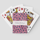 Girly Modern Roos Goud Navy Paarse Luipaard Print Pokerkaarten (Achterkant)