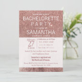 Girly Modern Roos Gouden Glitter Folie Bachelorett Kaart (Staand voorkant)