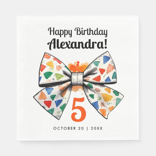 Girly Modern Sinaasappel Kleurrijke Boog Naam Wate Servet (Voorkant)