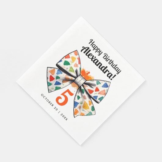 Girly Modern Sinaasappel Kleurrijke Boog Naam Wate Servet (Hoek)