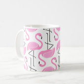 Girly Modern Tropisch Roze Flamingo patroon Koffiemok (Voorkant links)