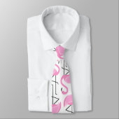 Girly Modern Tropisch Roze Flamingo patroon Stropdas (Gebonden)