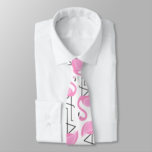Girly Modern Tropisch Roze Flamingo patroon Stropdas (Gebonden)