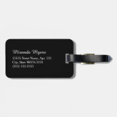 Girly Monogram Black White Daisy Flowers met naam Bagagelabel (Achterkant horizontaal)