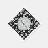 Girly Monogram Black White Daisy Flowers met naam Servetten (Hoek)