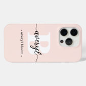 Girly Monogram Blush Pink Script Monogrammed Naam Case-Mate iPhone Case (Achterkant (horizontaal))