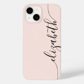 Girly Monogram Calligraphy Blush Pink Case-Mate iPhone Case (Achterkant)