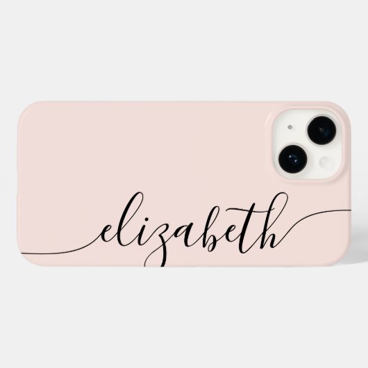 Girly Monogram Calligraphy Blush Pink Case-Mate iPhone Case (Achterkant (horizontaal))
