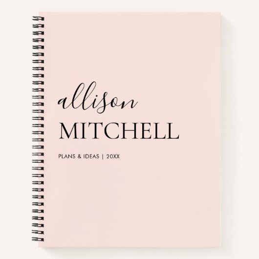 Girly Monogram Calligraphy Blush Pink Notitieboek (Voorkant)