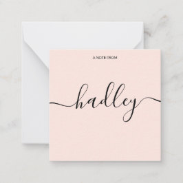 Girly Monogram Calligraphy Blush Pink  Notitiekaartje