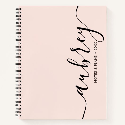 Girly Monogram Calligraphy Pink Notitieboek (Voorkant)