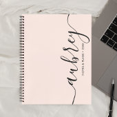 Girly Monogram Calligraphy Pink Notitieboek