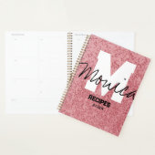 Girly Monogram Calligraphy rough rose Pink Binder (Devant avec enveloppe)