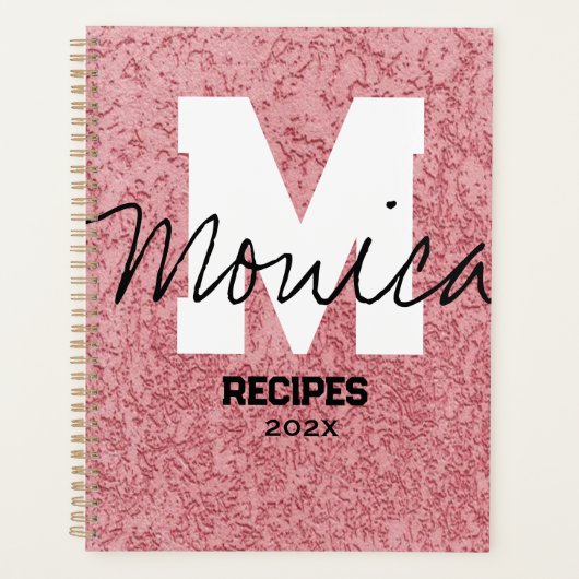 Girly Monogram Calligraphy rough rose Pink Binder (Devant)