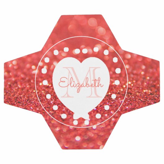 Girly Monogram Coral Parties scintillant Bokeh Whi (Plat)