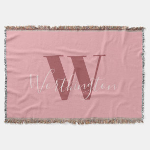 Girly Monogram en Naam roze blush rood Deken