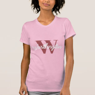 Girly Monogram en Naam roze blush rood T-shirt