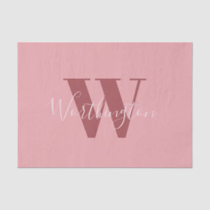 Girly Monogram en Naam roze blush rood Tissuepapier