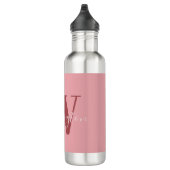 Girly Monogram en Naam roze blush rood Waterfles (Rechts)
