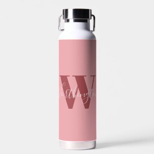 Girly Monogram en Naam roze blush rood Waterfles