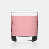 Girly Monogram en Naam roze blush rood Whisky Glas (Rechts)