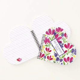 Girly Monogram Garden Flowers Roze Paars Geel Notitieboek