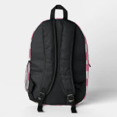 Girly Monogram Initialen & Helder Roze Checkerboar Bedrukte Rugzak (Achterkant)