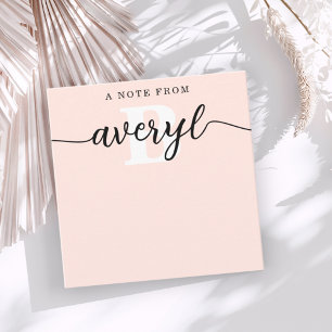 Girly Monogram Kalligrafie Blush Pink Stationery Notitiekaartje
