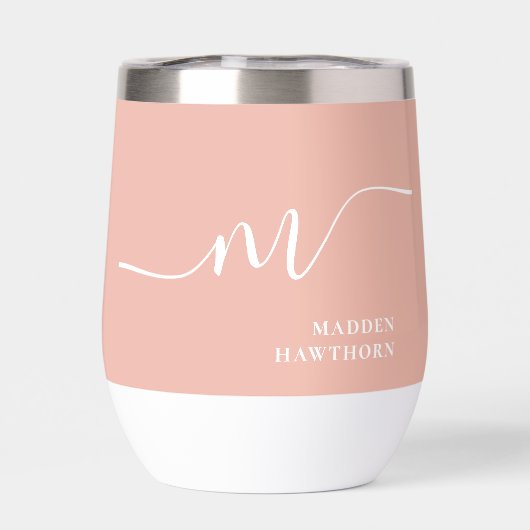 Girly Monogram Kalligrafie Koraal Roze Bruidsmeisj (Achterkant)