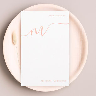 Girly Monogram Kalligrafie Koraal Roze Notitiepapi Briefpapier