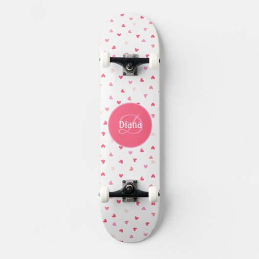 Girly Monogram leuke haarden met naam Skateboard (Voorkant)