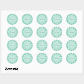 Girly Monogram Mint White Daisy Flowers met naam Ronde Sticker (Vel)
