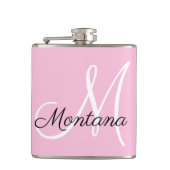 Girly Monogram Modern Pink Elegant Hand Lettered Heupfles (Voorkant)