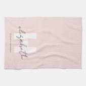 Girly Monogram Modern Script Blush Pink Initiaal Theedoek (Horizontaal)