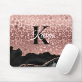 Girly Monogram Roos Gold Leopard en Black Marble Muismat (Met muis)