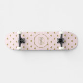 Girly Monogram Schattige Elegant met Naam Skateboard (Horizontaal)