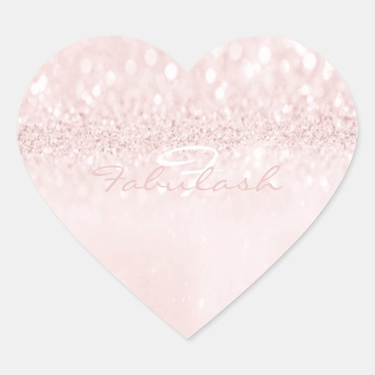 Girly Monogram Sparkly Glitter Pink Delicate Heart Hart Sticker (Voorkant)