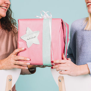 Girly Monogram Sparkly Glitter Zilveren Ster Grijs Ster Sticker