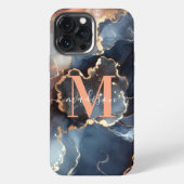 Girly Monogram Typografie Marble Agate Abstract iPhone Hoesje (Achterkant)