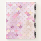 Girly Monogram Zeemeermin Schalen Iriserend Notitieboek (Achterkant)