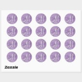 Girly Monogrammed Faux Amethist Glitter Ronde Sticker (Vel)