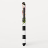 Girly Monogrammed Gold Floral Black White Stripes Case-Mate iPhone Case (Achterkant/links)