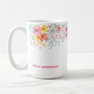Girly Monogrammed Tropische Waterverf Koffiemok