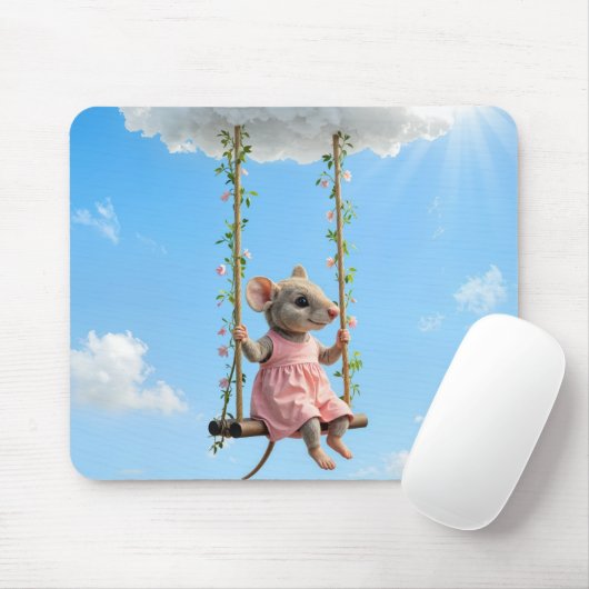 Girly Mouse On a Swing Muismat (Met muis)