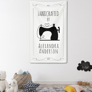 Girly  naaimachine handwerk minimaal spandoek