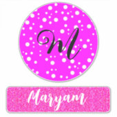 Girly Naam & Monogram, Reis Roze Koffer Sticker (Voorkant)