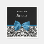 Girly Name Leopard Print  Blue Ribbon Bow Servetten (Voorkant)