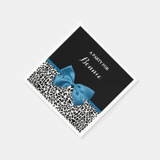Girly Name Leopard Print Blue Ribbon Bow Servetten (Hoek)
